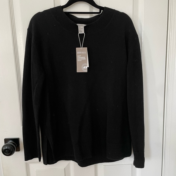 NWT H&M Cashmere Crewneck Sweater Black - Picture 1 of 4